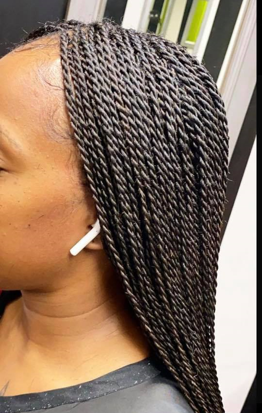 Senegalese twists side view